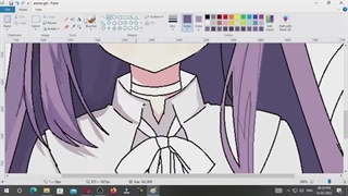 DRAW ANIME GIRL WITH USING MOUSE IN MS PAINT ( SPEEDPAINT ) #ANIME #ART