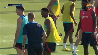 آخرین تمرین بارسلونا پیش از بازی با پوماس در جام گمپر