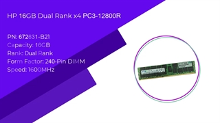 رم سرور اچ پیHP 16GB (1x16GB) Dual Rank x4 PC3-12800R با پارت نامبر 672631-B21
