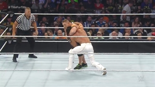 مسابقه جان سینا و ست رالینز در summerslam 2015 سر کمربند wwe title and united states title