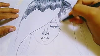 How to Draw a Girl with Beautiful Hairstyle - Pencil Sketch