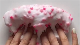 اسلایم کیوت جدید::اسلایم سفید با دونه های صورتی خرسی::اسلایم پفکی خامه ای خرسی::اسلایم کیوت