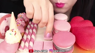 ASMR PINK DESSERTS 핑크색 디저트 MUKBANG 먹방