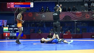 Round 2 FS - 48 kg: S. ACHAPALE (IND) v. L. AKAGI (JPN)