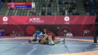 1/2 FS - 57 kg: R. KAKHAROV (KGZ) v. S. MYAGMARSUREN (MGL)