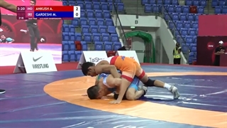 1/2 FS - 57 kg: A. ANKUSH (IND) v. M. GARDESHI (IRI)