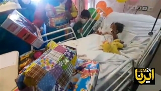 جشن تولد راستین اسلامی مجروح دو ساله حمله تروریستی شاهچراغ در بیمارستان نمازی
