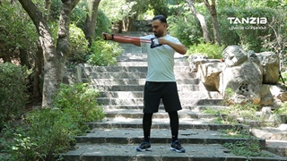 تمرین بدنسازی با کش کوتاه تن زیب