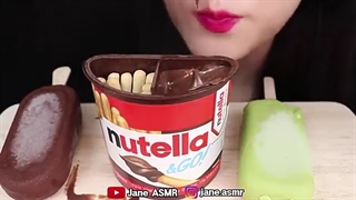 ASMR CHOCOLATE ICE CREAM NUTELLA MUKBANG 누텔라 초콜릿 아이스크림 먹방